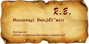 Ruzsonyi Benjámin névjegykártya