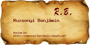 Ruzsonyi Benjámin névjegykártya